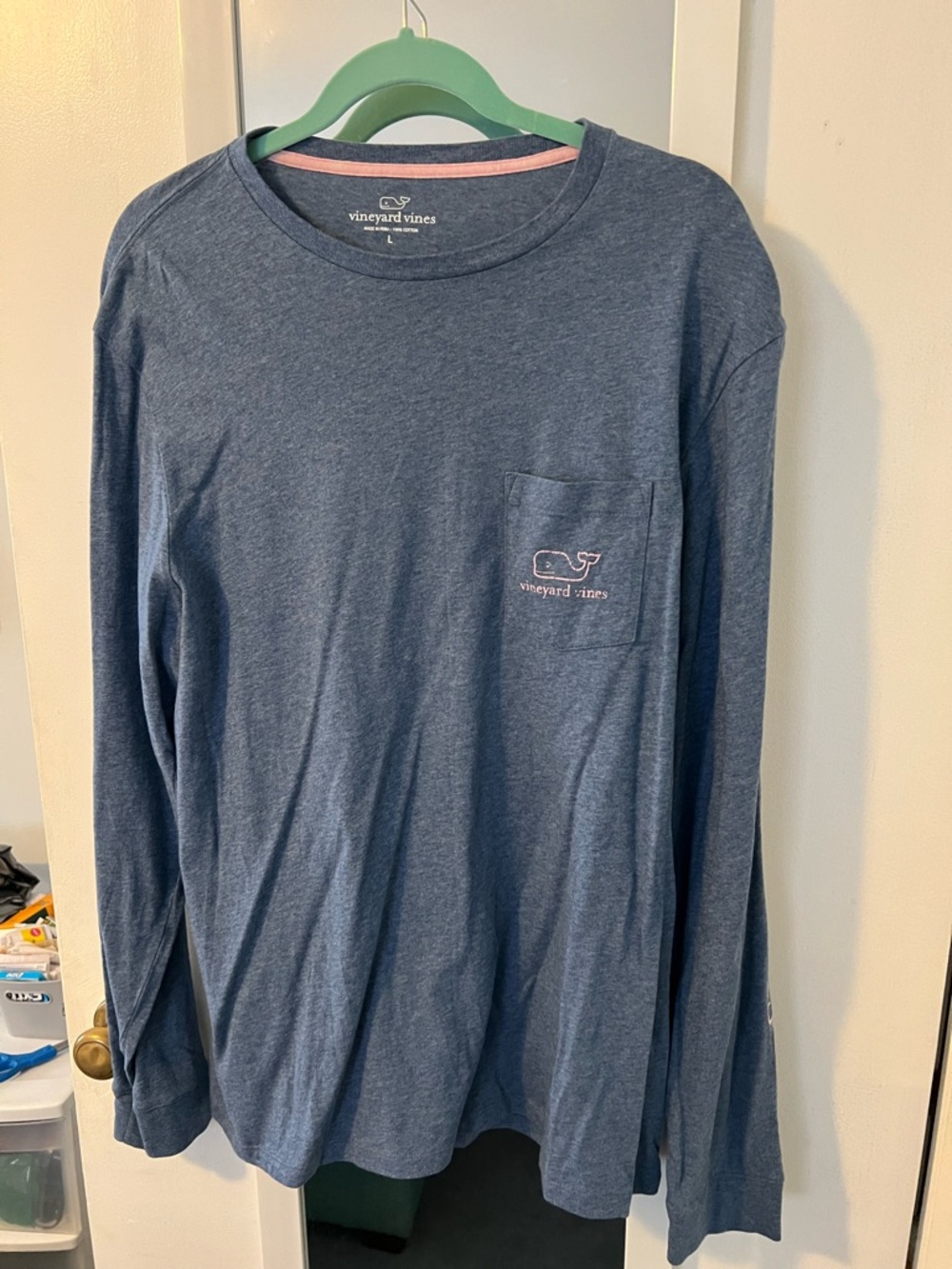 Vineyard Vines Men's Long-Sleeve Pocket Tee — Heather Navy